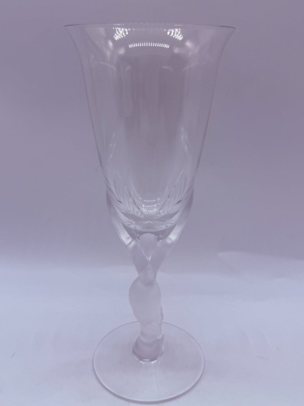 Kissing Doves Igor Carl Faberge Frosted Crystal Wine Glass Signed - 8.25”
